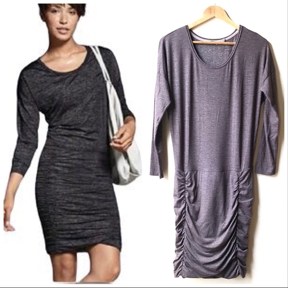 Athleta Tulip Long Sleeve Shale Heather Dress S